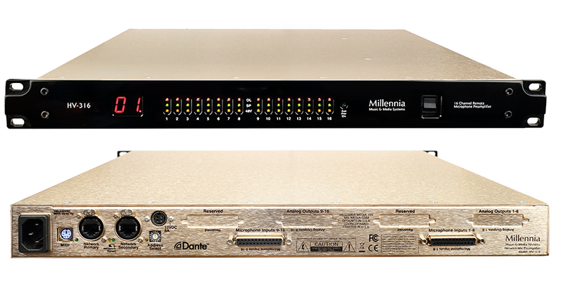 New Millennia Media HV-316 16-Channel Remote Control Mic Preamp With Dante