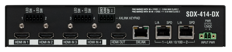 New AMX SDX-414-DX | Solecis® 4x1 4K HDMI Digital Switcher with DXLink™ Output