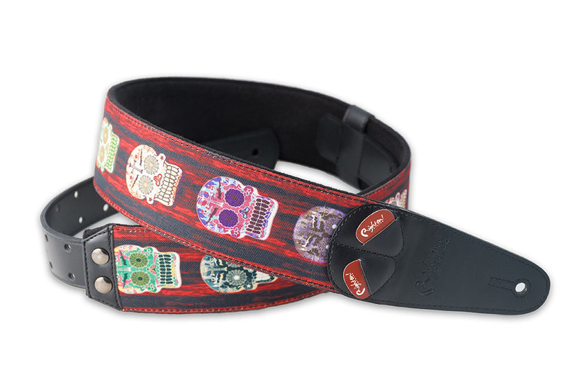 New Right On! Straps - Steady Mojo Skulls | Guitar/Bass Strap | Extends up to 57"
