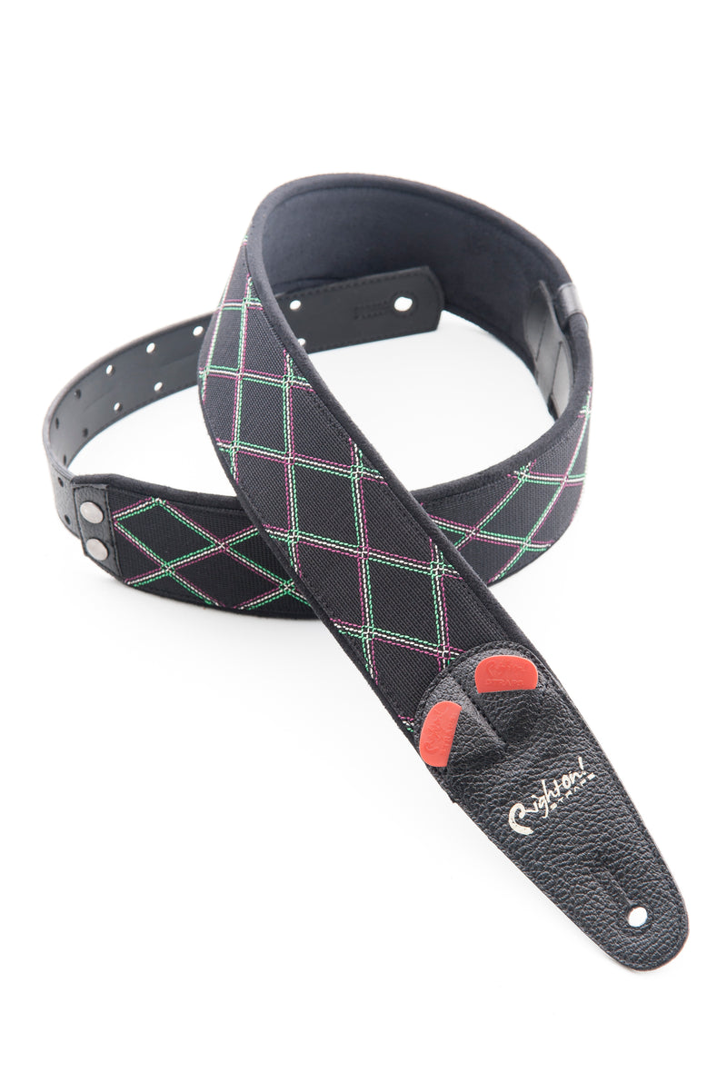 New Right On! Straps - Steady Mojo Diamond Black | Guitar/Bass Strap | Extends up to 57"