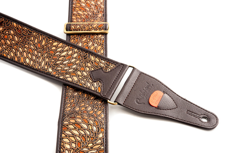 New Right On! Straps - Steady Talisman Alien Brown | Guitar/Bass Strap | Extends up to 59"