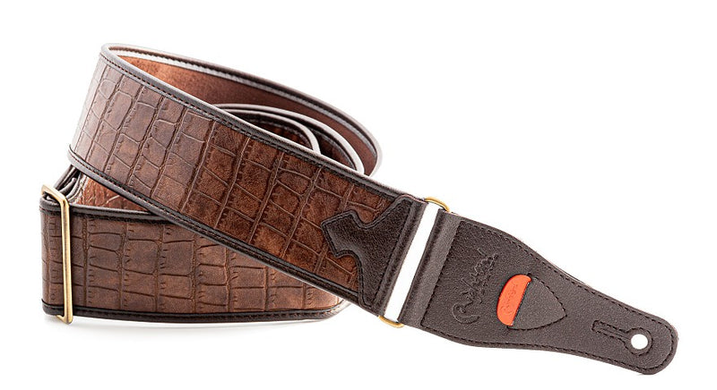 New Right On! Straps - Steady Talisman Alligator Brown | Guitar/Bass Strap | Extends up to 59"
