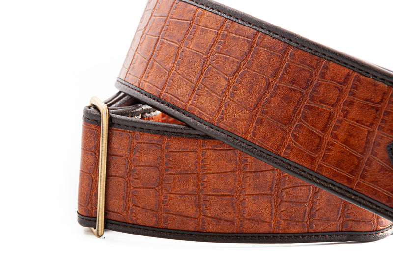 New Right On! Straps - Steady Talisman Alligator Woody | Guitar/Bass Strap | Extends up to 59"