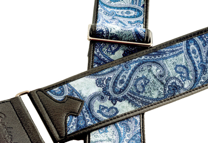 New Right On! Straps - Steady Talisman T-Paisley Velvet Blue | Guitar/Bass Strap | Extends up to 59"