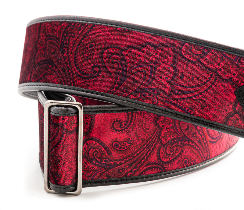 New Right On! Straps - Steady Talisman T-Paisley Velvet Red | Guitar/Bass Strap | Extends up to 59"