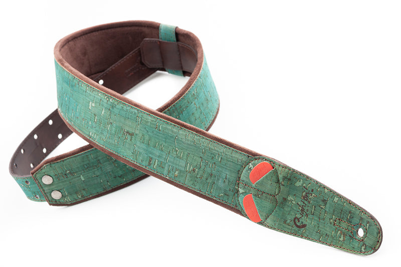 New Right On! Straps - Steady Mojo Cork Teal | Guitar/Bass Strap | Extends up to 59"