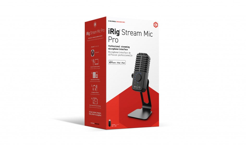 New IK Multimedia iRig Stream Mic Pro | One Mic To Connect It All | 24-Bit, 96 kHz Audio Interface for iOS/Android and Mac/PC