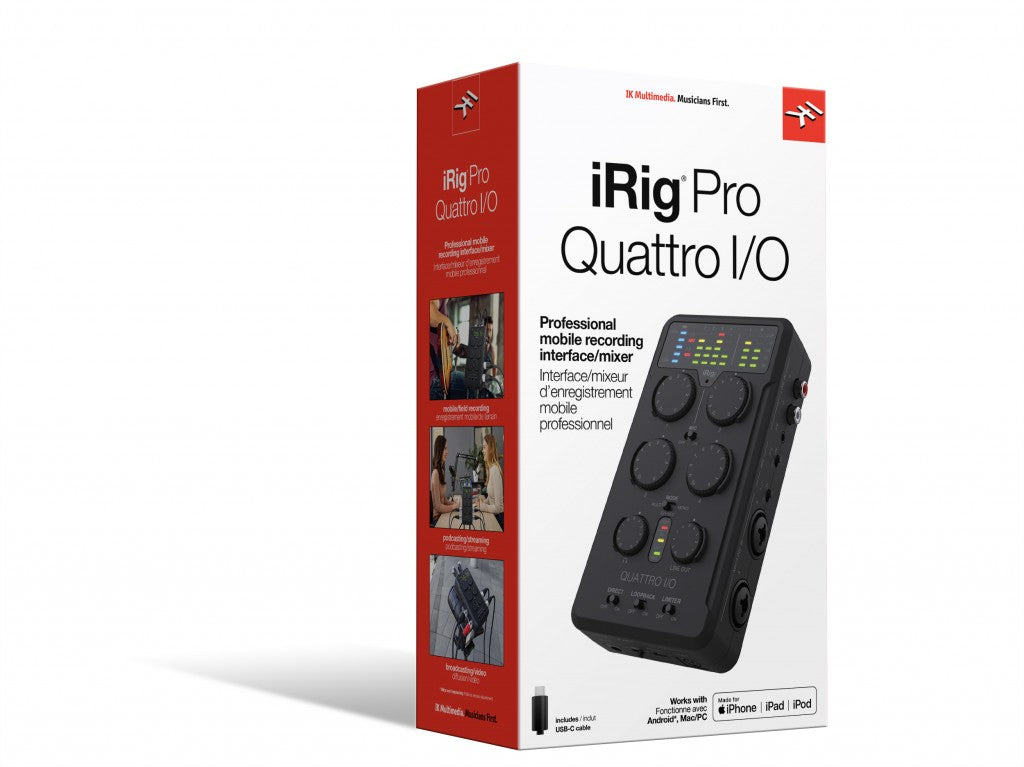 New IK Multimedia iRig Pro Quattro I/O | Pro-Quality 4 In / 2 Out Portable Audio and MIDI Interface