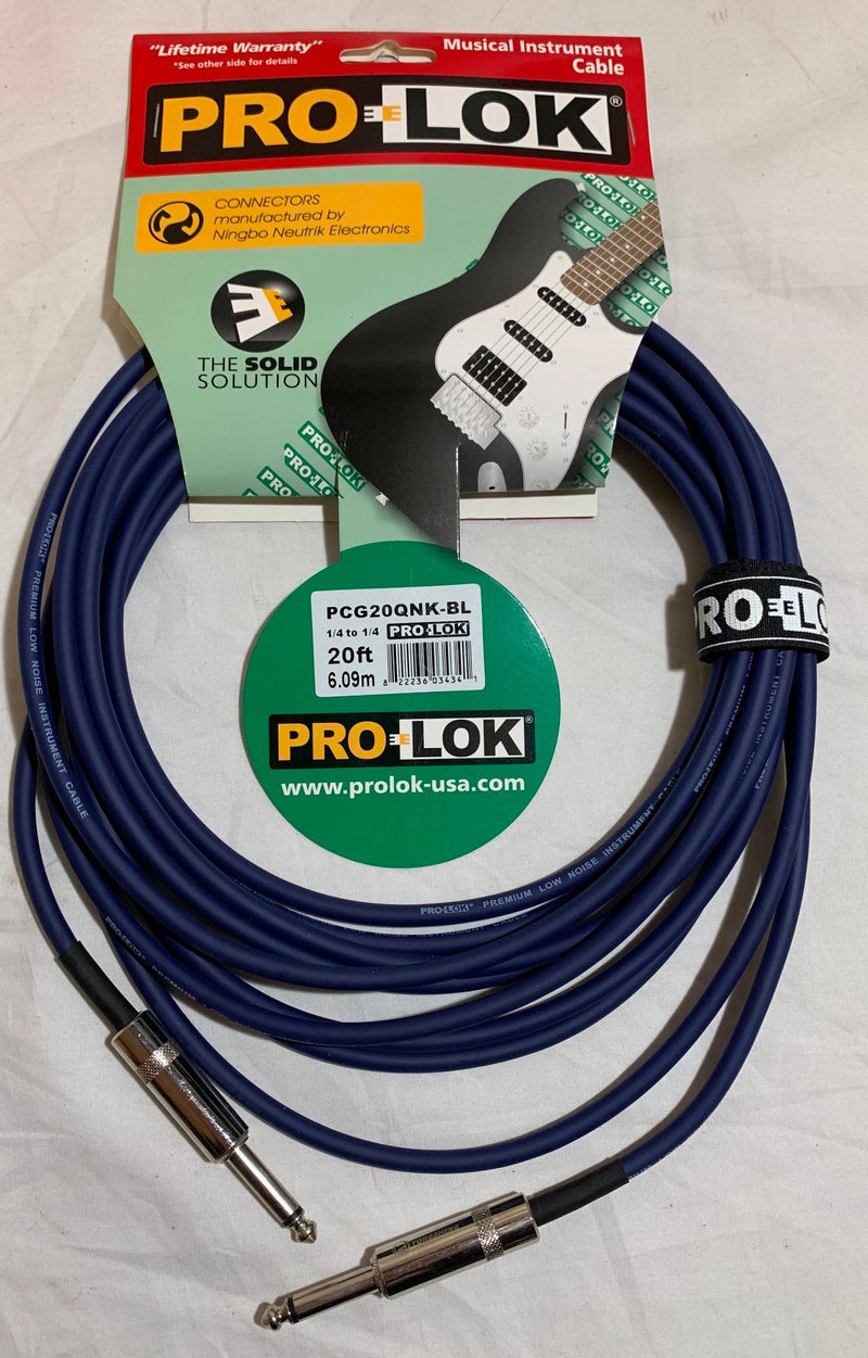New Pro-Lok PCG20QNK-BL 20-Foot Instrument Cable | 1/4" to 1/4" | Blue