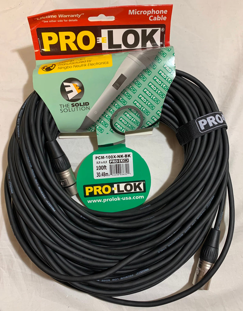 New Pro-Lok PCM-100X-NK-BK | 100-Foot Microphone Cable | XLRF to XLRM