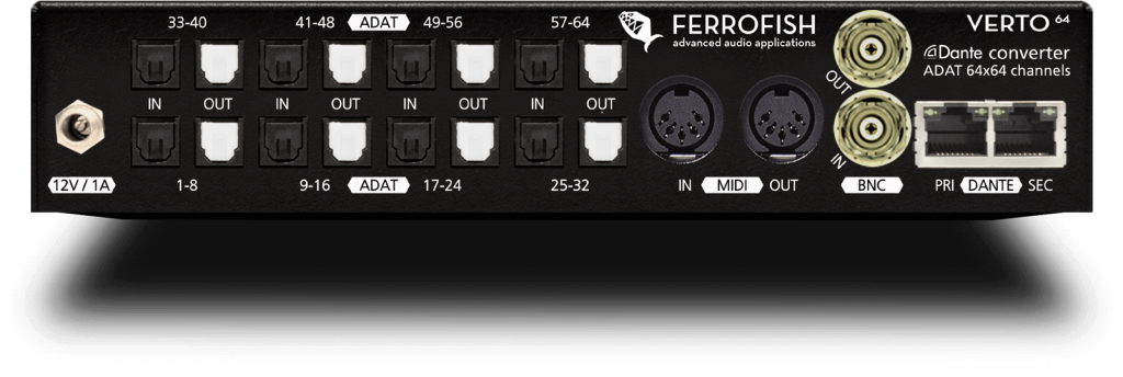New Ferrofish VERTO64 | 64 Channel ADAT to DANTE Format Converter