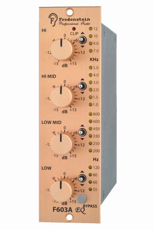 New Fredenstein F603B EQ - High Performance Low-Q Four Band Equalizer for Tracking and Mixing (Q = 0.8) with Passive Inductor Capacitor Filters.