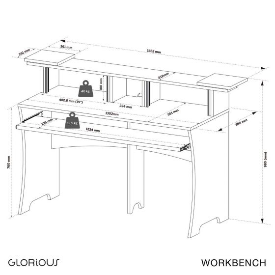 New Glorious Workbench -  Home & Project Studio Workstation - White
