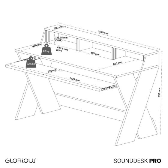 New Glorious Sound Desk Pro -  Studio & Production Workstation - Black