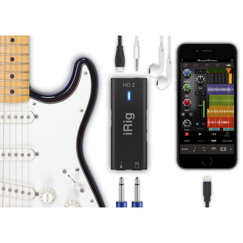 New IK Multimedia iRig HD 2 | 24-bit 96kHz Sample Rate! | Portable Guitar Interface for iOS, Mac and PC