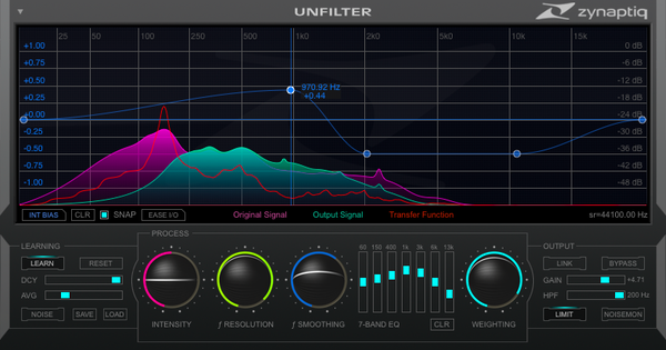 New Zynaptiq - Unfiltered - Adaptive Tonal Contour Linearization AAX/AU/VST (Download/Activation Card)