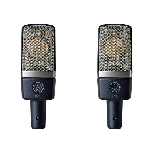 New AKG C214 Matched Pair Studio Large-Diaphragm Condenser Microphone Set