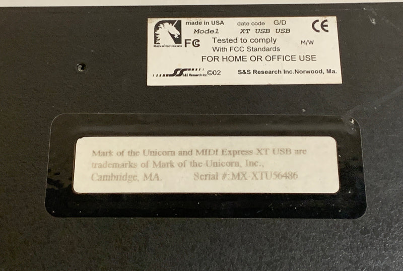 MOTU (Mark Of The Unicorn) Midi Express XT USB-Macintosh-windows Compatible 1996