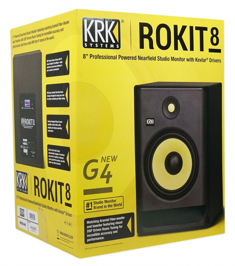 KRK ROKIT 8 G4 8" 2-Way Active Studio Monitor (1) Speaker (Black)  - Full Warranty!