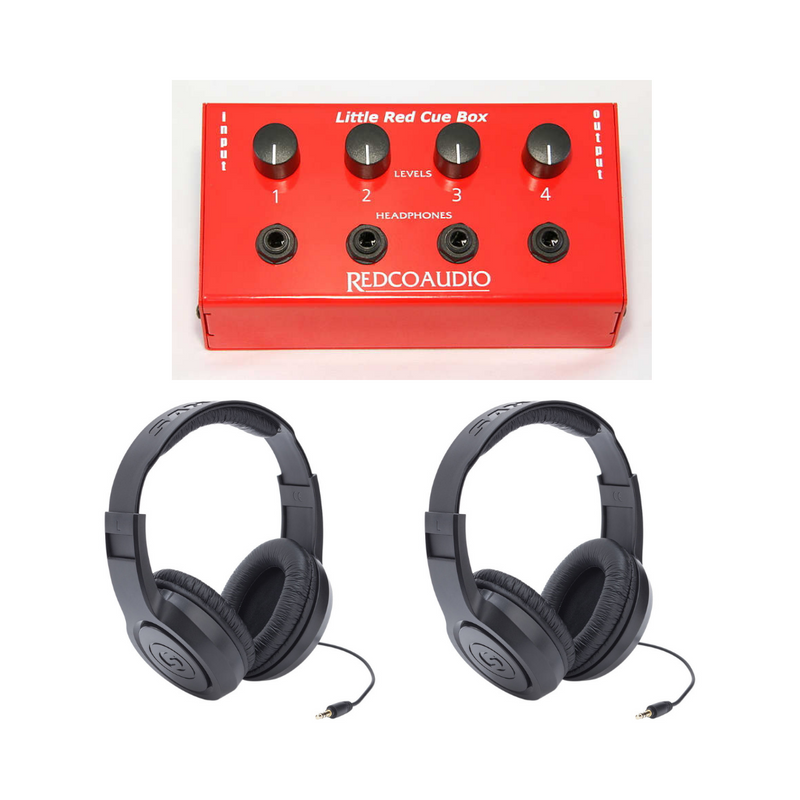 New REDCO Little Red Cue Box 4-Headphone Monitor Box w/Individual Level Control w2 Headphones