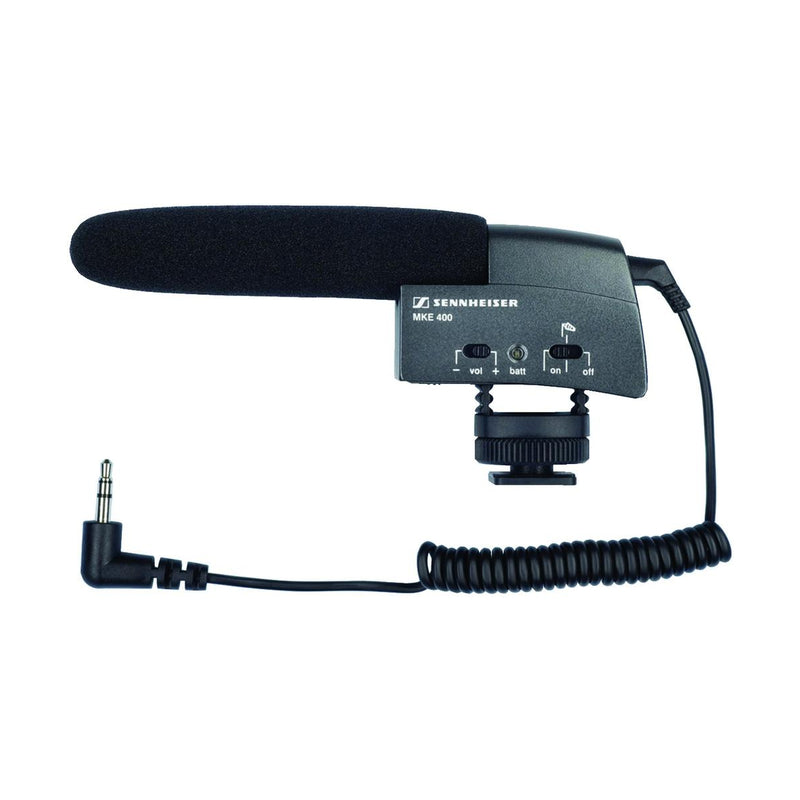 New Sennheiser MKE 400 Shotgun Microphone for Cameras with Shockmount + Windshield