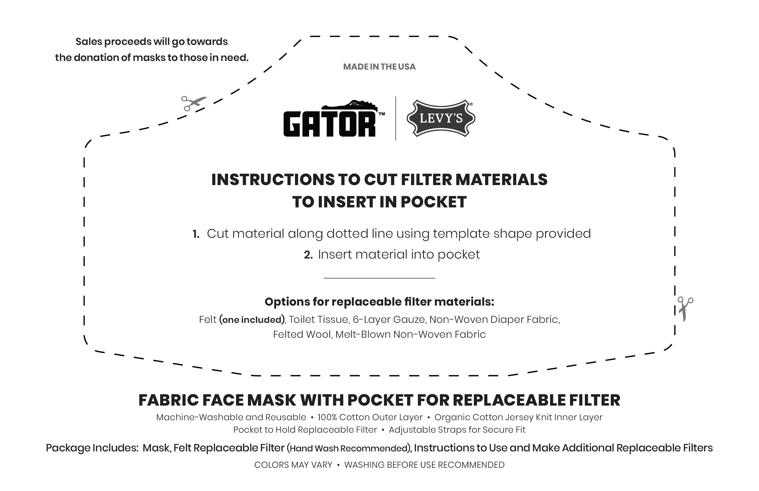 New - Gator Cases Gator Cases Reusable Face Mask With Pocket For Replaceable Filter In Various Designs/Colors - Brief description