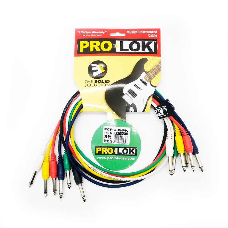 New Pro-Lok  (6) x 3-Foot Colored Patch Cables PCP-3-Q-PK for Multi Purpose