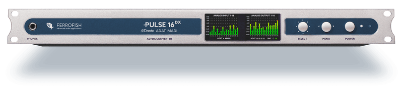 New Ferrofish Pulse 16 DX 16 x 16 AD/DA,  Dante, MADI & ADAT Converter