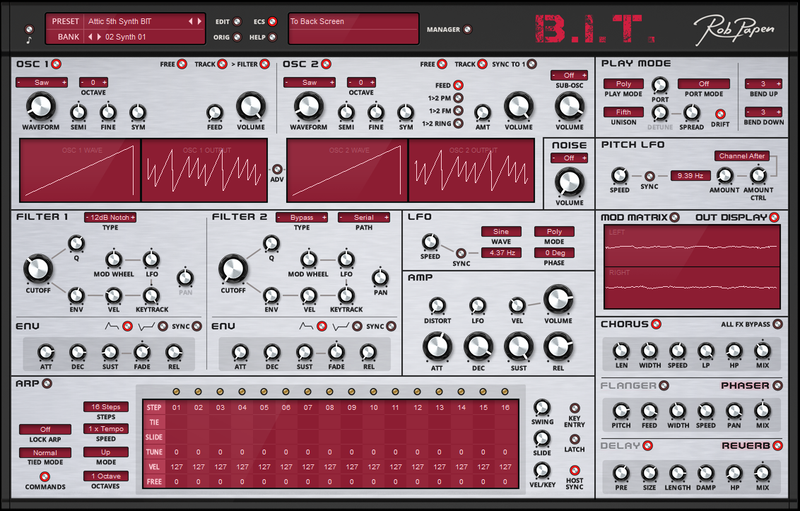 New Rob Papen B.I.T. Software Mac/PC VST AU AAX - (Download/Activation Card)