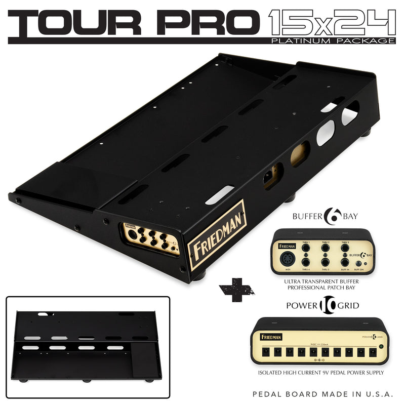 New Friedman Amplification TourPro 1524 Platinum - 15" x 24" Two-Tiered Pro Pedal Board