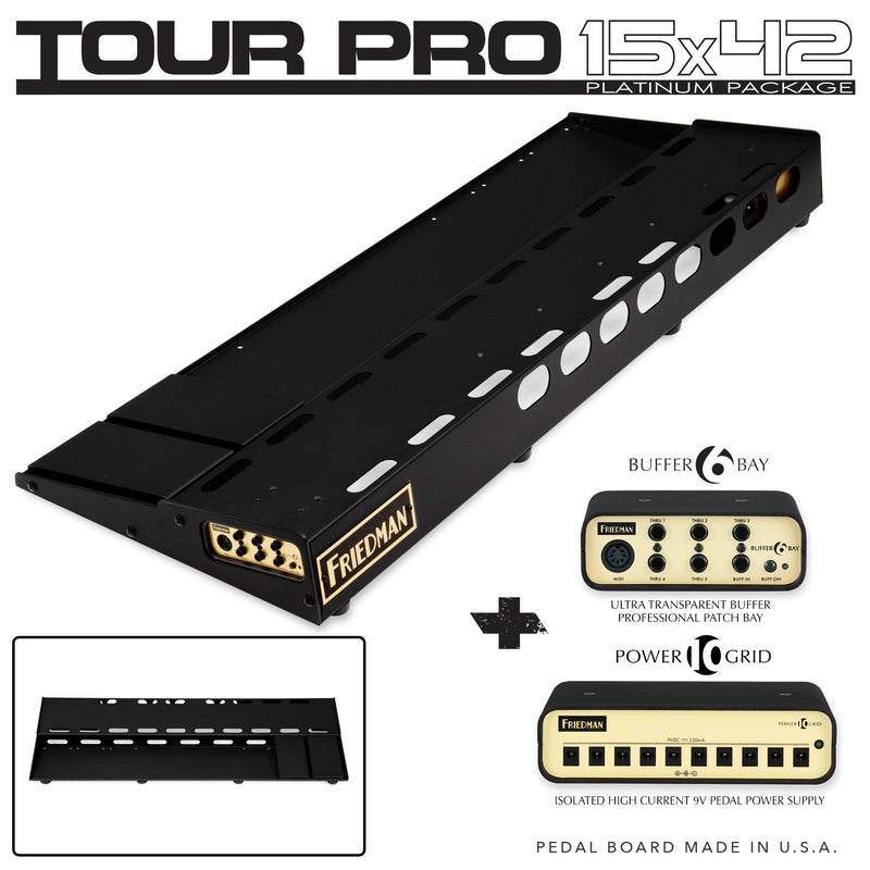 New Friedman Amplification TourPro 1542 Platinum - 15" x  42" Two-Tiered Pro Pedal Board