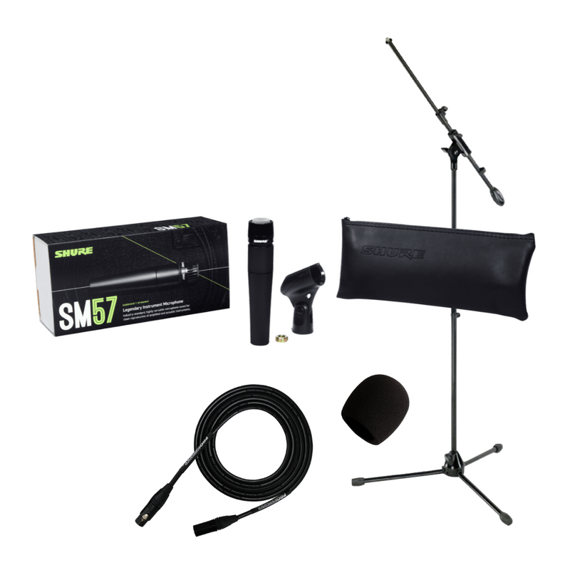 New Shure SM57 Cardioid Dynamic Instrument Microphone Mic Bundle (SM57-LC)