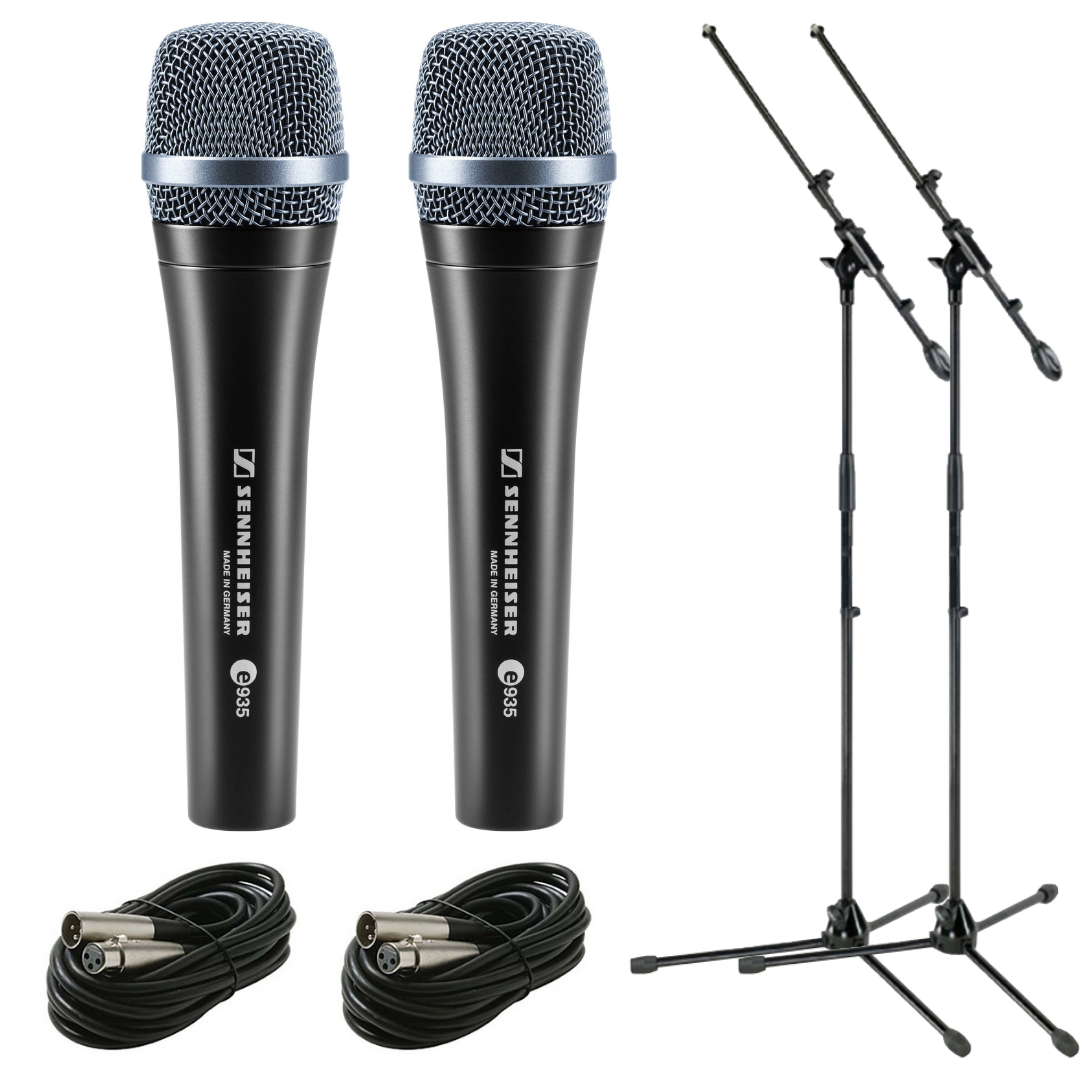 New (2) Sennheiser E935 Professional Stage Vocal Microphone Bundle (Stand & Cable)