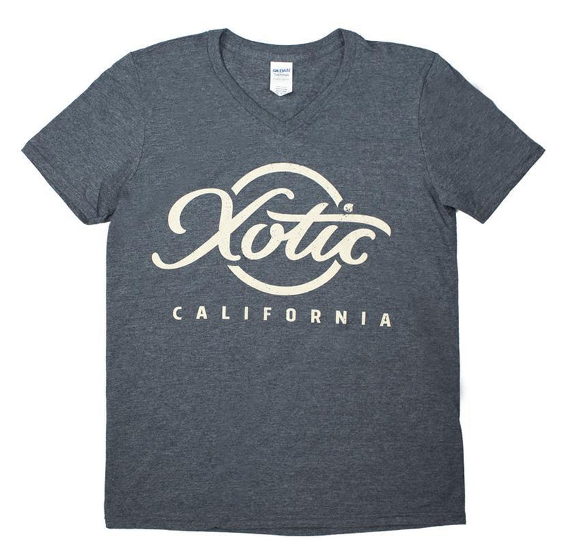 New Xotic California V-Neck Logo T-Shirt (Gray - Medium)