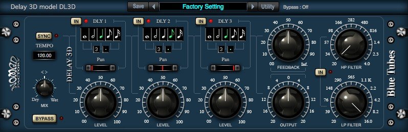 New Nomad Factory Blue Tubes Tempo Delay 3D Plugin Software - AAX/VST/Mac/PC (Download/Activation)