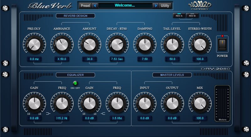 New Nomad Factory Blue Verb DRV-2080 Plugin Software- AAX/VST/Mac/PC (Download/Activation)